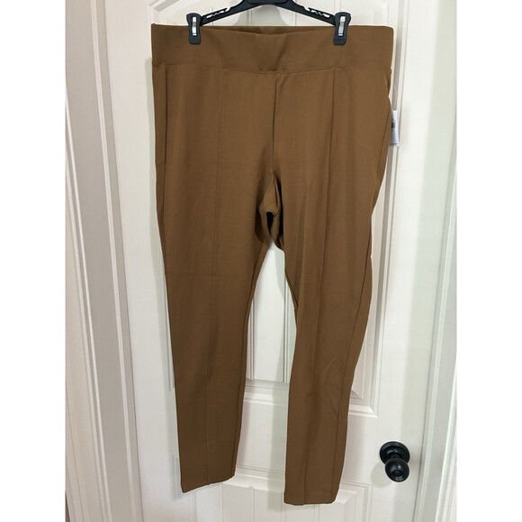 OLD NAVY WOMENS STEVIE HIGH RISE PONTE PULL ON PANTS SIZE XL NWT CAMEL BROWN - Picture 1 of 2